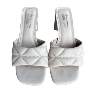 Kyraa Quilted Strap Heeled Sandals - White - Size 6.5